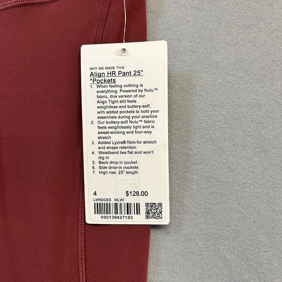 Lululemon Align HR Pant 25" with Pockets Women's Size 4 NEW NWT W5DCES - Picture 5 of 7